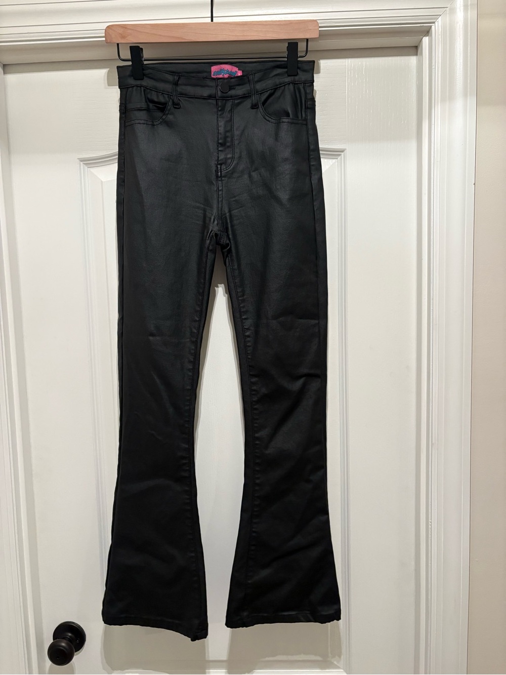 Women’s Edikted black Luna faux-leather flared pants size M